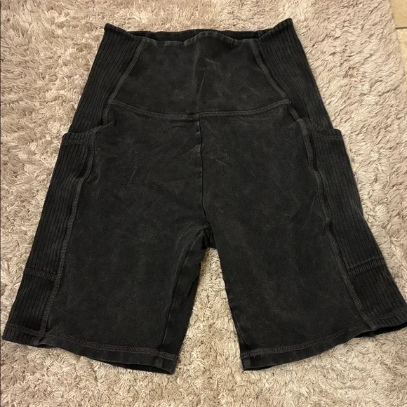 Aerie Offline Washed Black Hi-Rise Biker Shorts - Picture 1 of 3